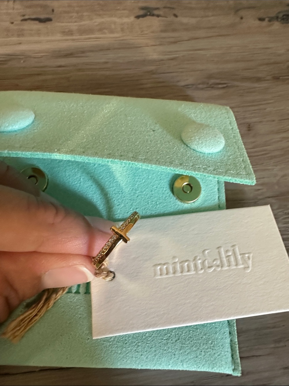 Mint & Lily Gold Cross Huggie Ring - Gold